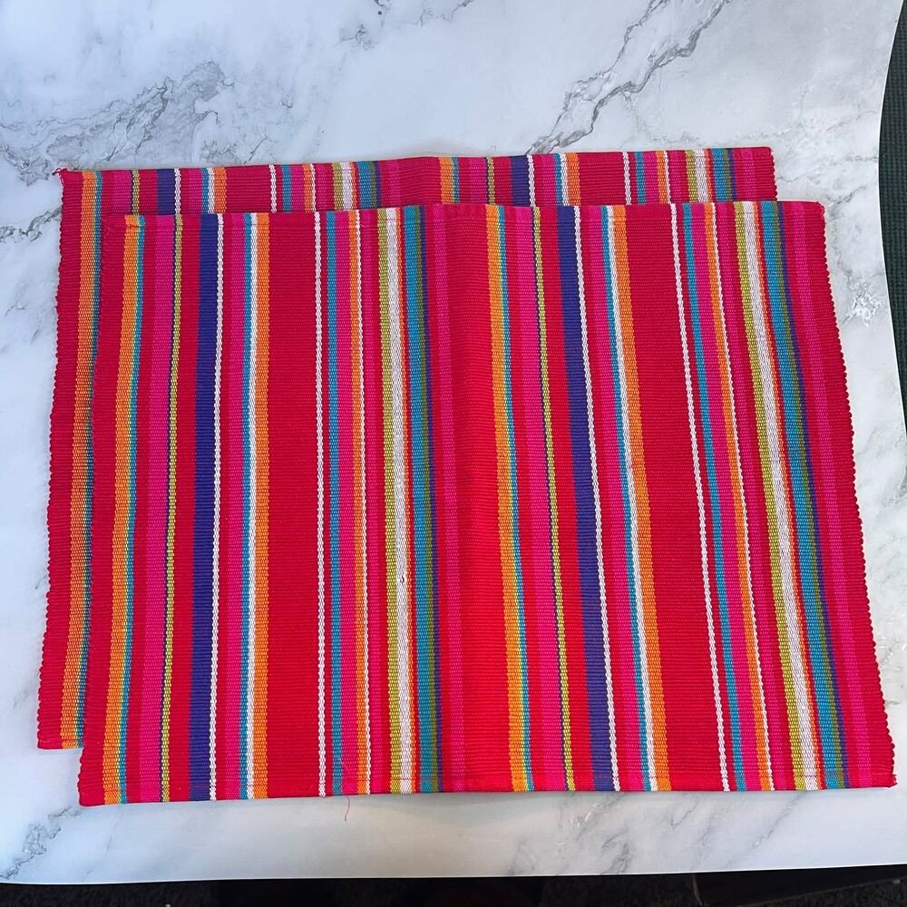 2005 Target Cabana Rio Stripe Woven Cotton Placemats Set of 2 NWT